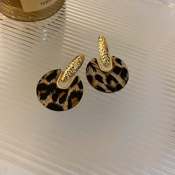 LunaGlo Sexy Acrylic Leopard Print Geometric Circle Earrings Ins Fashion Temperament Earrings