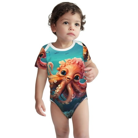 

Noikeo Underwater Plant Octopus for Baby Unisex-Baby Short Sleeve Bodysuits One-Piece for Infant Baby Boys & Girls Baby Romper with Snap Closure Baby Clothes for Daily Wear-12 Months