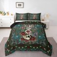 thumbnail image 1 of Erosebridal Floral Skull Bedding King Comforter Set,Boho Flower Bedding Sets King with Comforter,Breathable Reversible Comforter Sets King Size,Gothic Room Decorative,3pcs, 1 of 8
