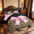 thumbnail image 2 of Manfei Pink Ribbon Bow 7-Piece Twin Bedding,Fashion Cheetah Pattern Bedding Comforter Set,Pink Reversible, 2 of 7