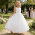 thumbnail image 2 of MEZZALL Kids Girls Formal Party Dress Elegant Tutu Gown For Recital Pageant And Occasions Solid Color O-Neck Lightweight Versatile Sundress, 2 of 9