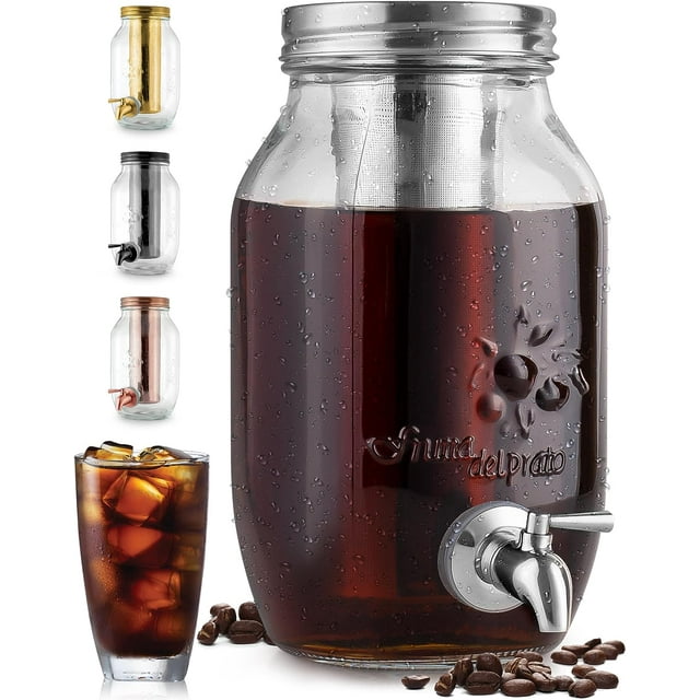 1.5 Liter Cold Brew Coffee Maker with EXTRA-THICK Glass Carafe & Stainless Steel Mesh Filter - Premium Iced Coffee Maker, Cold Brew Pitcher & Tea Infuser - by Zulay Kitchen
