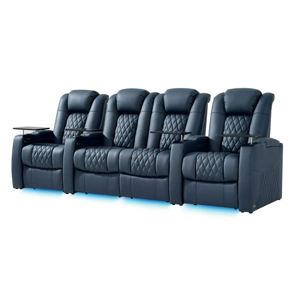 comfiroom Top Grain Leather Home Theater Seating Seats, Classic Series Dual Power Movie Gaming Sofa Movie Theater Chairs Theater Recliner Sofa with Type-C USB Charger Cup Holders