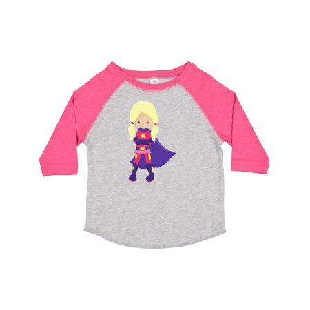 

Inktastic Superhero Girl Blonde Hair Purple Cape Hero Gift Toddler Toddler Girl T-Shirt