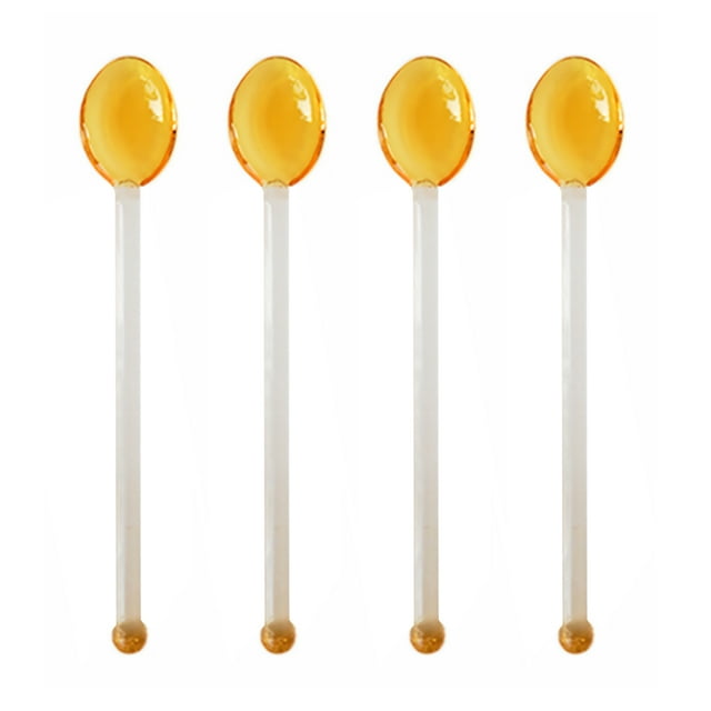 4 Pcs Heat Resistant Glass Spoons Clear Coffee Spoon Long Handle Dessert Spoon