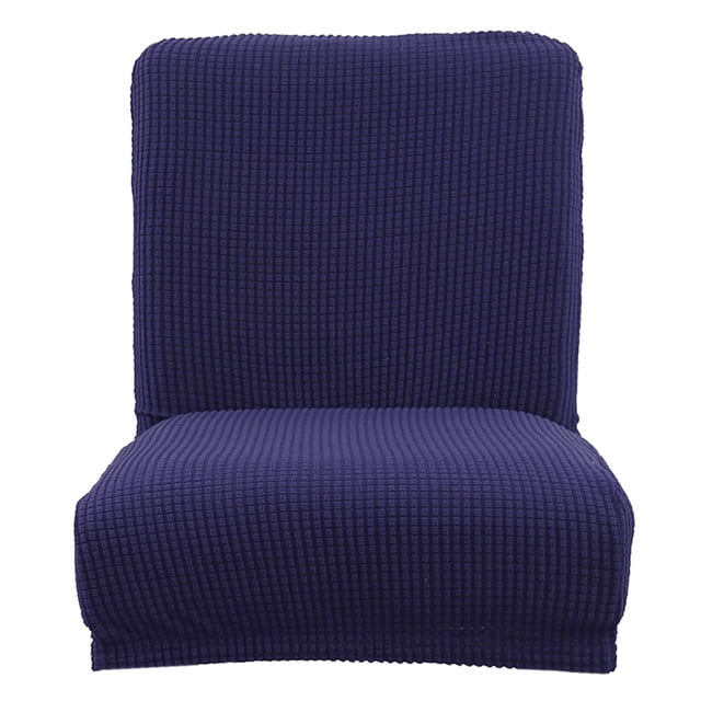 Cubierta de comedor con respaldo bajo corto Jacquard Cubierta de taburete de mostrador elástico - Azul Baoblaze Cubiertas cortas para sillas traseras