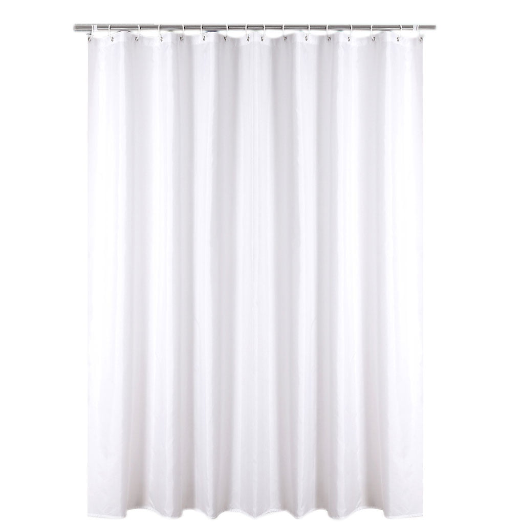 Waterproof Fabric White Polyester Plain With Rings 180cm X 180cm Shower Curtain 