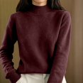 thumbnail image 2 of Mock Neck Pullover Sweaters for Women Soft Warm Ribbed Cuffs Fall Outfits for Women Loose Fit Casual Fashion Clothing High Neck Solid Color Long Sleeve Winter Clothes Knit Sweater, 2 of 5