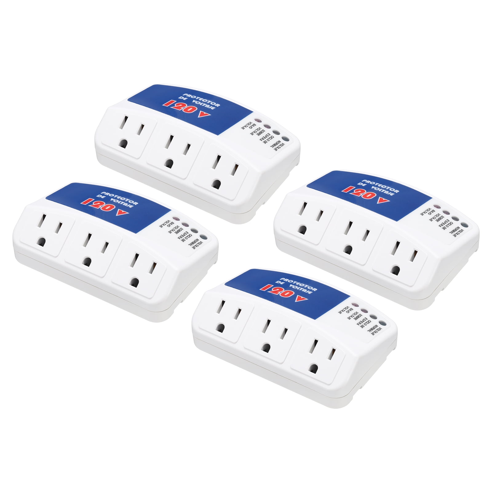 Uxcell Surge Protector Home Appliance 1800W 120V 15A 4 Pcs, 3-Min 3 Outlet Delay Voltage Protector, 4 LED Indicator, Overload Short Circuit Protection for Refrigerator AC Air Conditioner