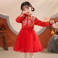 thumbnail image 6 of lnmuld Winter Dress Toddler Kids Baby Girls Children Fairy Hanfu Dresses for Chinese Calendar New Year Lined Warm Princess Dresses Embroidery Tang Suit Performance Size:10-11 Years, 6 of 8