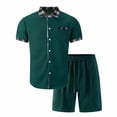 thumbnail image 4 of CHUMUD Mens 2 Piece Outfit Set Tracksuits Button Down Shirts jJackets and Shorts Summer Beach Vacation Lounge Workout Short Sleeve Plaid Sets Everyday, 4 of 9