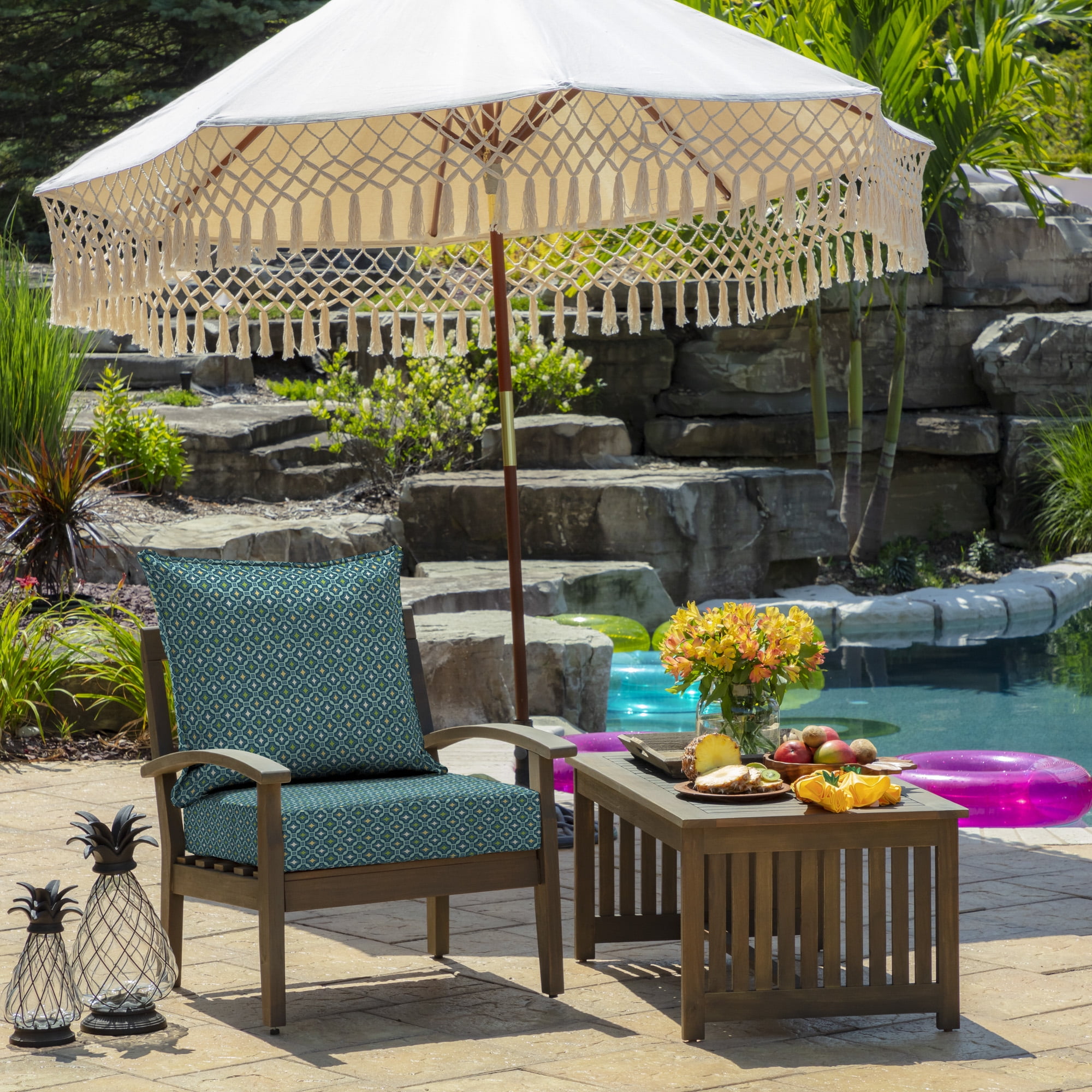 ARDEN Outdoor Deep Seat Cushion Set, 22 x 24, Water Repellent, Fade Resistant 22 x 24, Alana Tile