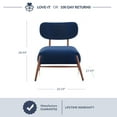 thumbnail image 5 of BELLEZE Mid Century Modern Velvet Accent Chair, Elegant Vintage Style Armless Seating, Contemporary Design For Living Room, Bedroom, Office - Quinton (Navy Blue), 5 of 7