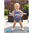 thumbnail image 3 of BemeyourBBs Newborn Baby Boy 4th of July Outfit Independent Day Clothes Bubble Romper Overalls Patriot USA Letter Flag Embroidered Sleeveless Casual Jumpsuit Overalls Baby Fourth of July Outfit, 3 of 9