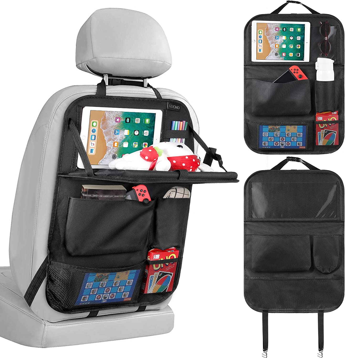 Car Backseat Organizer with Tablet Holder,6 Storage Pockets Car Storage Organizer with Foldable