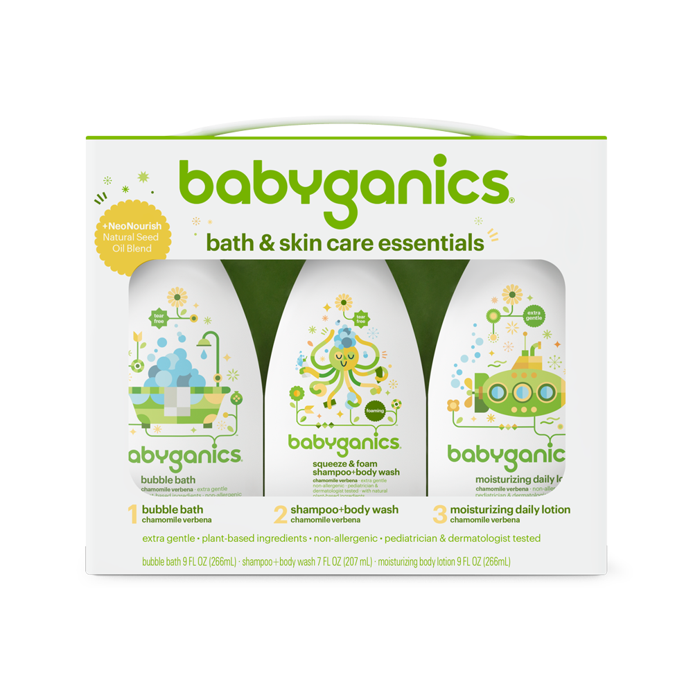 BabyGanics Bath & Skin Care Essentials, includes Bubble Bath, Shampoo