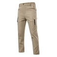 thumbnail image 2 of Mens Work Pants Water Resistant Ripstop Elastic Waist Outdoor Breathable Cargo Pants with Muti Tool Pockets Size XS-2XL Khaki, 2 of 8