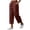 Wine, variant on CHGBMOK Women's Linen Pants Casual Elastic Waist Cotton Wide Leg Pants with Pockets Trendy Lightweight Workout Trousers