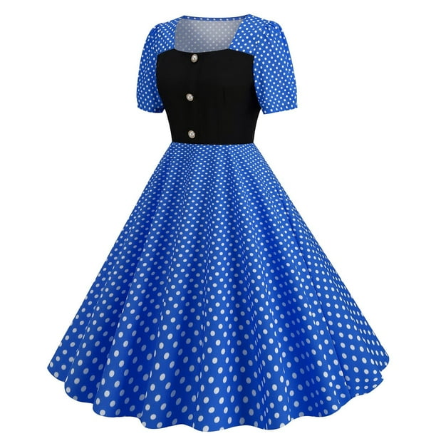Womens 1950s Vintage Tea Dress Rockabilly Retro Prom Cocktail