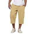 thumbnail image 2 of Men's Capri Long Elastic Cargo Shorts Below Knee 3/4 Casual with Multi-Pockets Brown 2XL, 2 of 7