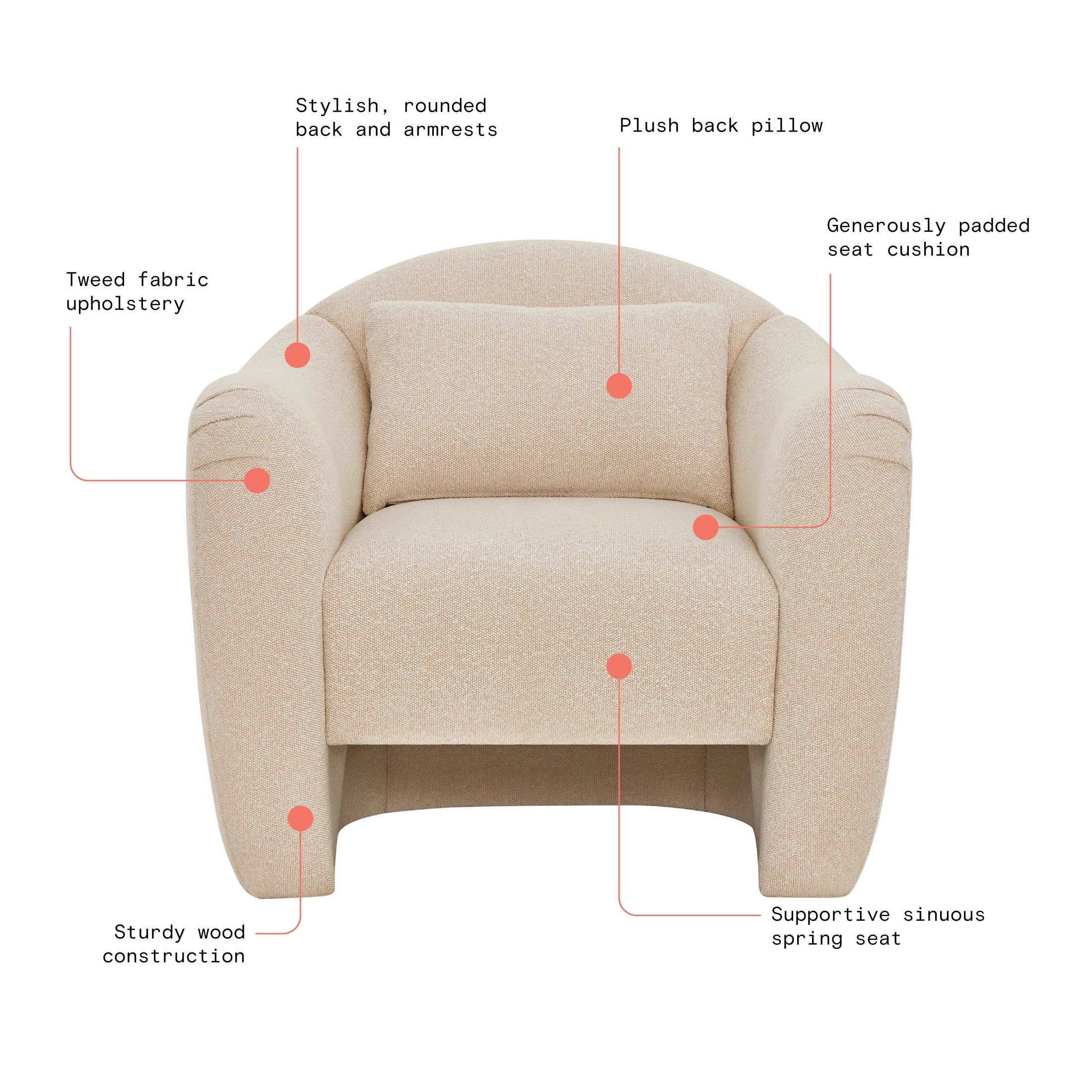 Beautiful Barrymore Teddy Accent Chair by Drew Barrymore, Cream Shearling