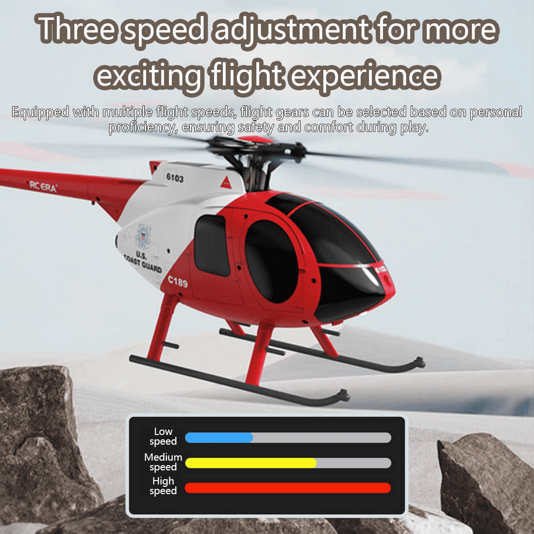 RC-ERA C189 MD500 Little Bird RC Helicopter 4CH 2.4G Brushless Aircraft with Altitude Hold, Optical Flow Option, 6 Axis Gyro, One Key Takeoff Landing, RTF for Adult Beginners - 1 Battery