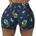 thumbnail image 2 of Gukieu Dinosaur Astronaut Print Women's Sports Shorts, Elastic Waist High Stretch Running Yoga Gym Sweatpants-XX-Large, 2 of 8