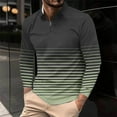thumbnail image 2 of GuangCheng Mens Striped Half Zip Shirts Long Sleeve Horizontal Lines Gradient Effect Soft Breathable Casual Comfort Top,Green,3XL, 2 of 5