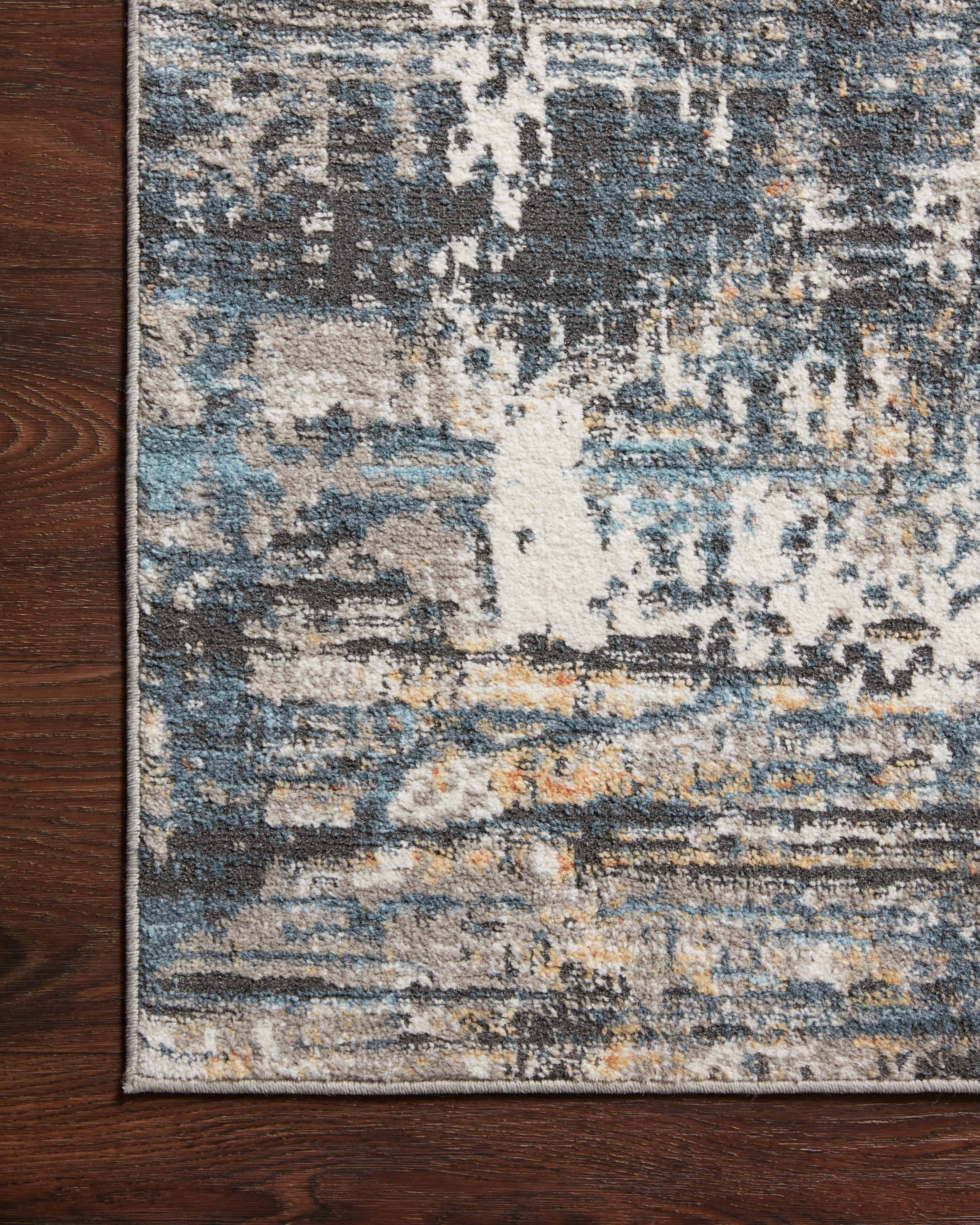 Loloi Maeve Collection MAE-03 Slate / Apricot, Abstract Area Rug 18" x 18" Sample Swatch