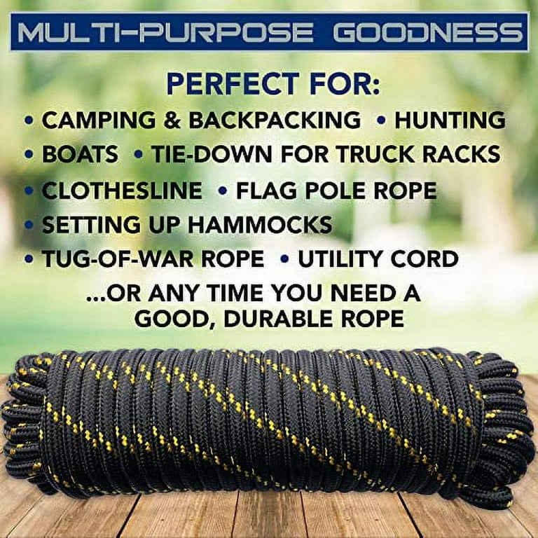Typhon East Polypropylene Braided Nylon Rope (3/8? Thick x 100ft Long) |  Heavy Duty UV and Mildew Resistant Paracord | High Strength Utility Cord  for
