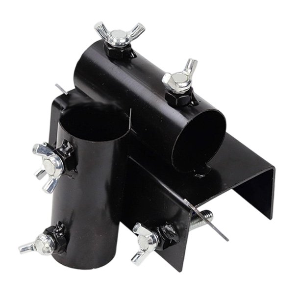 Soporte para sombrilla de exterior con clip, resistente, práctico y con forma de triciclo. Agujeros dobles negros