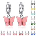thumbnail image 2 of Women Butterfly Earrings Rhinestone Copper Pierced Earrings Dangle Earrings, 2 of 10