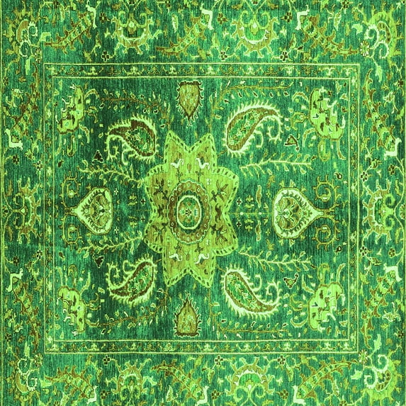 Ahgly Company Indoor Square Abstract Green Modern Area Rugs, 7' Square