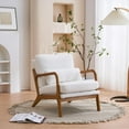 thumbnail image 3 of Ktaxon Mid Century Modern Accent Chair, Teddy Velvet Fabric Armchair with Solid Wood Frame White, 3 of 9