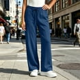 thumbnail image 2 of Axdhxbd Women's Baggy Sweatpants Elastic Waisted Drawstring Wide Leg Sweatpant Loose Casual Solid Color Sweat Pants with Pockets Navy 2XL, 2 of 7