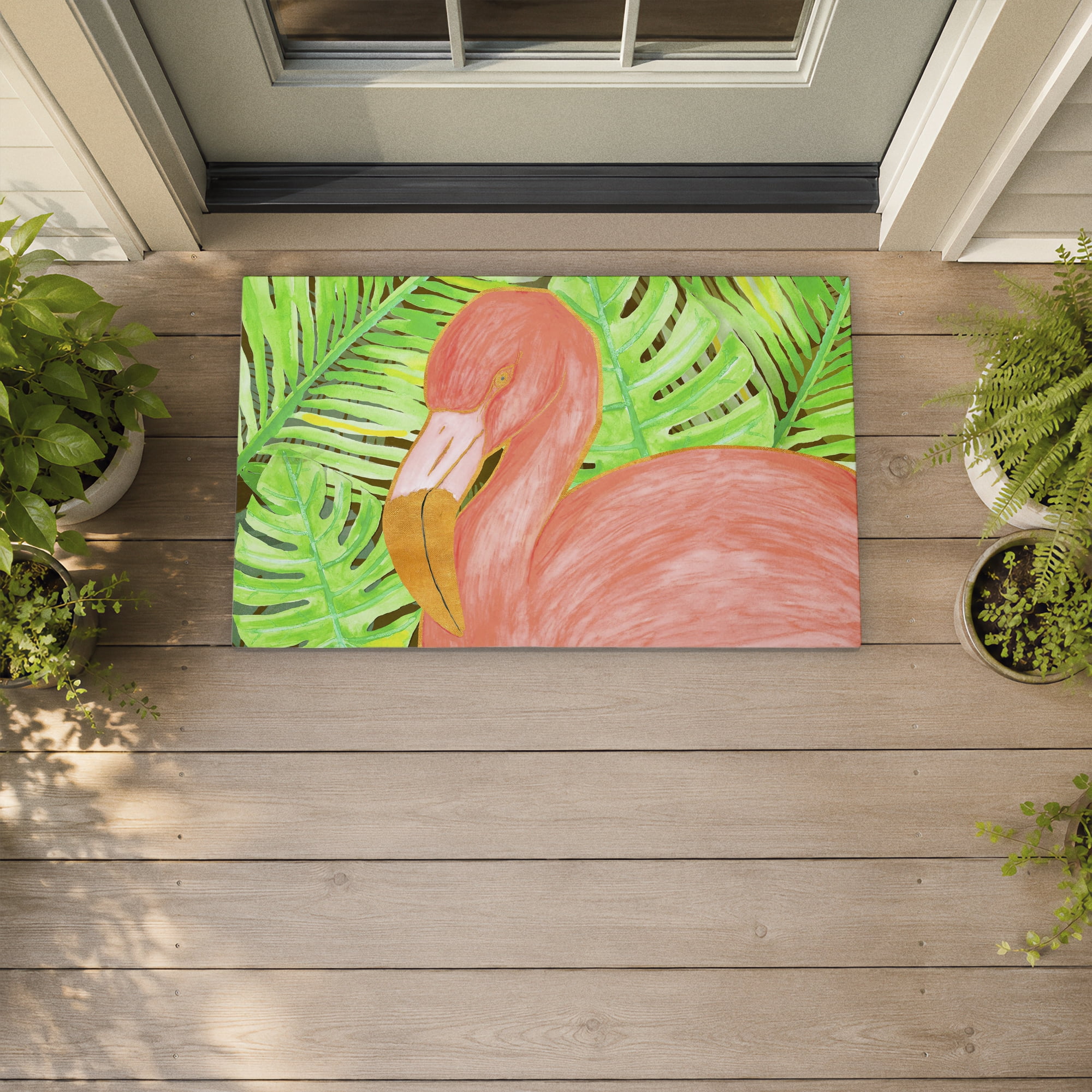 Stupell Industries Tropical Flamingo Fauna Printed Outdoor Door Floor Mat, design by SunDance Group LLC