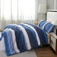 thumbnail image 4 of Perfemet Navy Blue Full Comforter Set, Striped Full Size Bedding Sets, Blue, 4 of 9