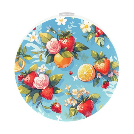 

josid Food Pattern Round LED Night Light 2-Pack Plastic Circular Night Lamp for Indoor Use ABS Material with 360° Illumination Ideal for Nighttime Reading and Safety Lighting