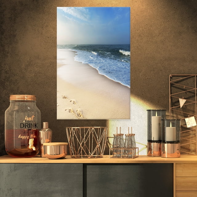 Clam Plage Tropicale avec Empreintes - Grande Impression sur Toile