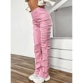 thumbnail image 5 of FEORJGP Women's Spring Autumn Denim Pants Solid Color Trousers Mid Rise Sweatpants Slim Fit Straight Leg Patch Jeans Casual Daily Bottom, 5 of 7