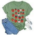 thumbnail image 1 of TINZ T-Shirt Décontracté à Imprimé Graphique Fraise pour Femmes, Col Rond, Manches Courtes, Coupe Ample, pour Course, 1 of 2