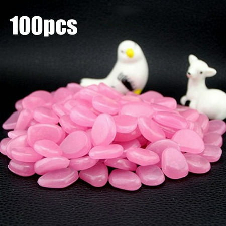 Stone Patios And Walkways 100pcs Glow in the Dark Garden Pebbles for Walkways Aquarium Decor Plants Luminous Stones ()