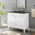 thumbnail image 2 of Sink Vanity Cabinet, White Black, Wood, Mid Century Hotel Bedroom Bathroom, Modern Contemporary HB33680, 2 of 9