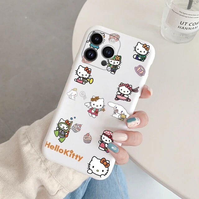Cartoon Phone Case for For Apple iphone 15 Pro Max 15 Plus Girls Anti-drop Cinnamoroll Kuromi Hello Kitty Silicone Siling Cover ZR