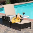 thumbnail image 4 of Costway Chaise Longue Inclinable en Rotin PE avec Accoudoirs, Coussin Réglable, Brun Mélangé, Beige, 4 of 10