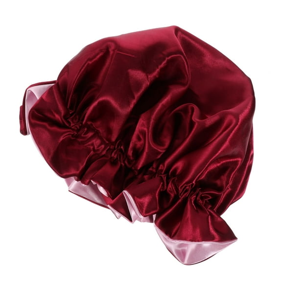 HOOWIFFY Sleeping Hat Satin Bonnet Dark Red 1Pack Adjustable