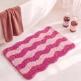 thumbnail image 4 of MMJ Bathroom Rugs Wave Pattern Bath Mat 15.7x23.6in Soft Absorbent Non Slip Shower Floor Rug, 4 of 7