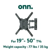 onn. Full Motion TV Wall Mount for 19" to 50" TV's, up to 90° Swivel and 15° Tilting