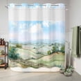 thumbnail image 6 of No Hook Shower Curtain, Spring Shower Curtains for Bathroom with See Through Top Window, Grassland Blue Sky Trees Mountain Nature Scenery Waterproof & Washable Bath Curtain Standard 72"x72", 6 of 9