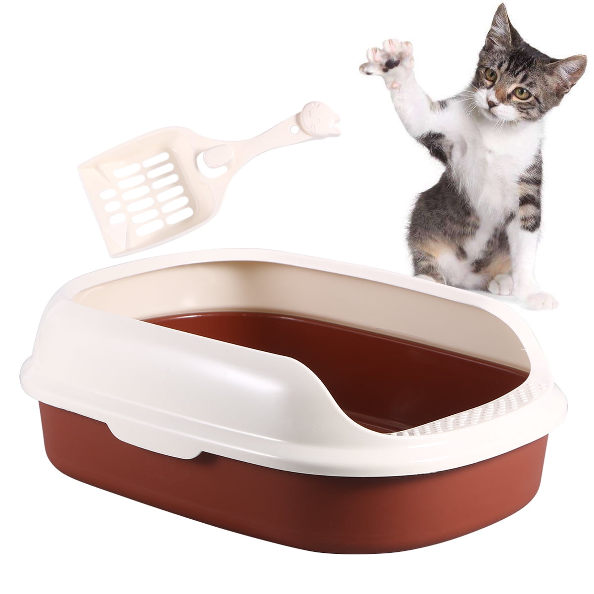 NICEXMAS Double Layer SemiEnclosed Cat Litter Box AntiSplashing